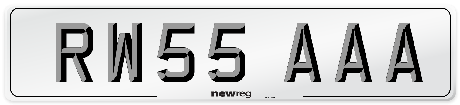 RW55 AAA Number Plate from New Reg